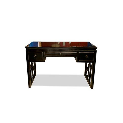Asian Black Lacquer Panel Legs Writing Desk For Sale In New York - Image 6 of 6