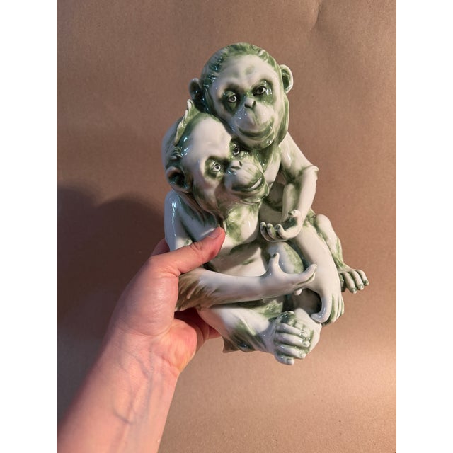 1930s Mid 20th C Dresden Pair of Porcelain Monkeys For Sale - Image 5 of 8