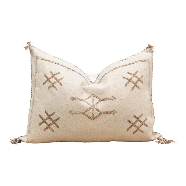 Riad Cream Silk Rug Lumbar Pillow For Sale