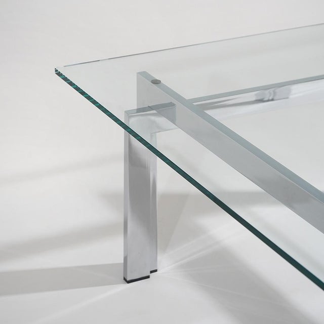 Square Coffee Table in Glass and Steel, 1970s For Sale - Image 9 of 12