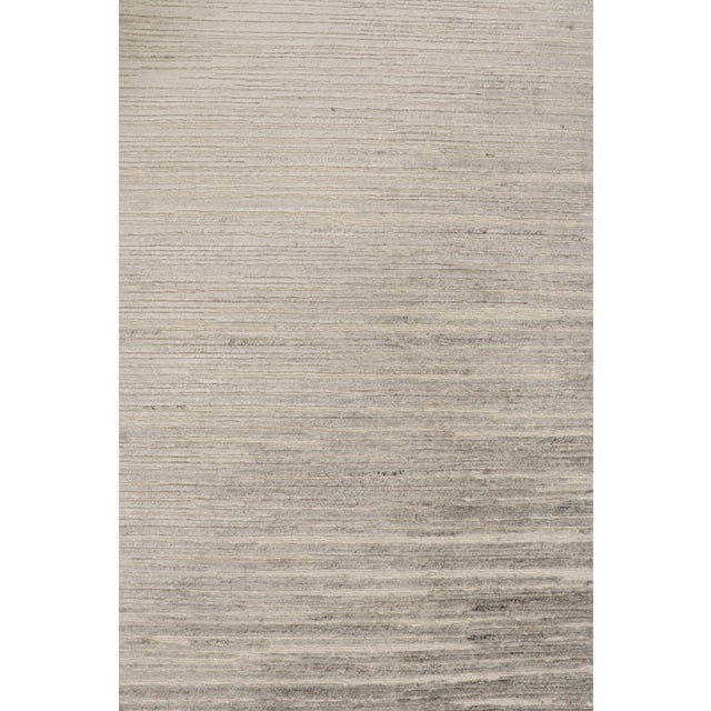 Rug & Kilim’s Textural Rug in White and Gray Abstract High-Low Stripes For Sale In New York - Image 6 of 7