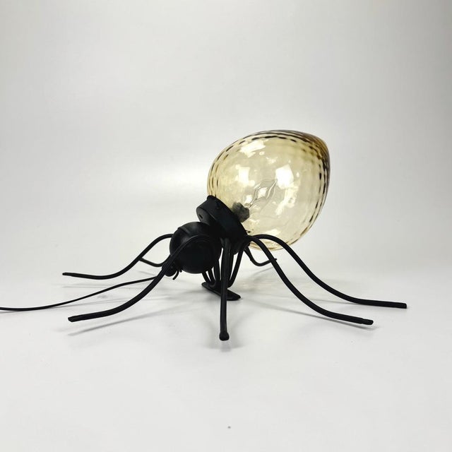 1960s Iron and Murano Amber Glass Spider Wall Lamp, 1960s For Sale - Image 5 of 10