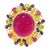 Bochic “Orient” Ruby & Fancy Multi Color Gems Large 18k Gold & Silver Cocktail Ring Size 7 For Sale