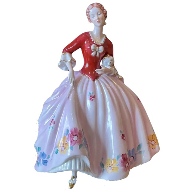 Royal Dux Porcelain Lady Holding Her Dog Table Lamp For Sale - Image 13 of 18