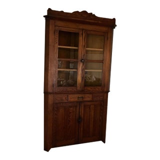 Late 19th Century Antique Oak 3 Piece Corner Cupboard For Sale