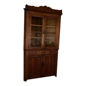 Late 19th Century Antique Oak 3 Piece Corner Cupboard