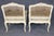 Late 19th Century Pair Louis XV Style French Cream Distressed Painted Cane Back Armchairs For Sale - Image 5 of 16