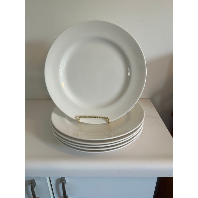 Ceramic 1990s Set of 6 Large White Porcelain Dinner or Service Plates For Sale - Image 7 of 8