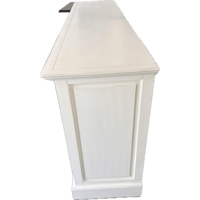 Vintage Painted White Sideboard Credenza Coastal Farmhouse Console Window Pane Doors 72” For Sale In Chicago - Image 6 of 11