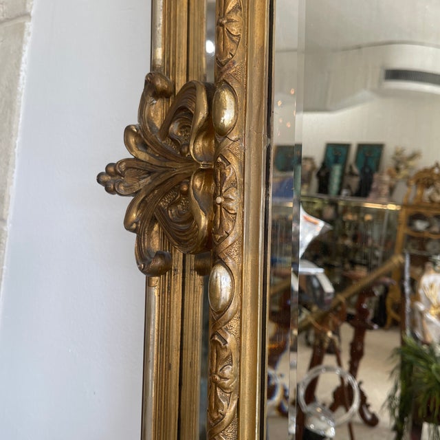 Early 20th Century Early 20th Century French Art Nouveau Carved Gilt Wood Mirror For Sale - Image 5 of 11