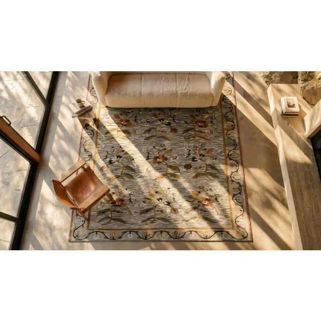 Shocking Grey Ground Color and Multicolor Floral Design Antique Besserabian Flat-Weave Rug For Sale - Image 14 of 14