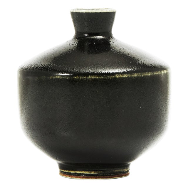 Vintage Black Vase by Berndt Friberg for Gustavsberg, 1960s For Sale
