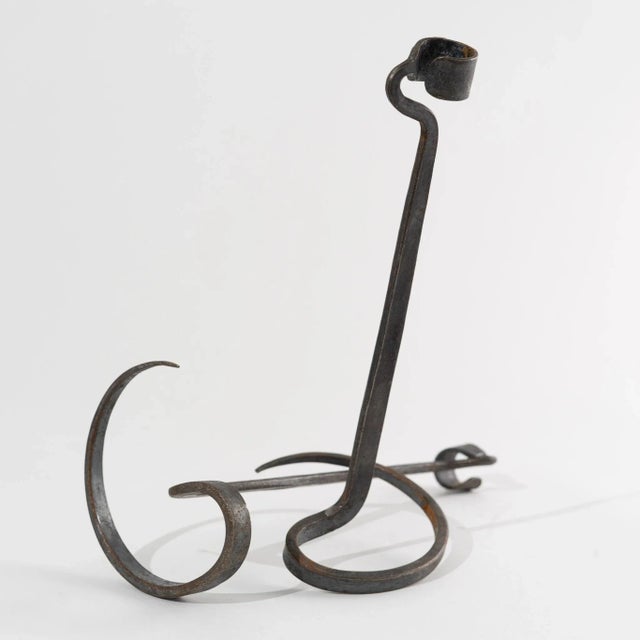 Brutalist Hand Forged Wrought Iron Spiral Candle Stick Holders - a Pair For Sale In New York - Image 6 of 10