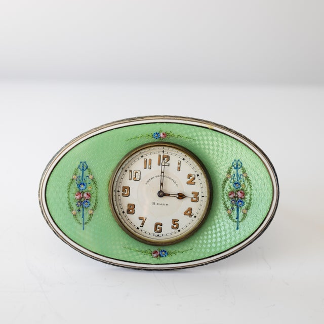 Sterling & Enamel Desk Clock by Bailey, Banks & Biddle, Circa 1930 For Sale In New York - Image 6 of 8