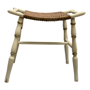 Midcentury Hitchcock Style Petite Wood Wicker Bench