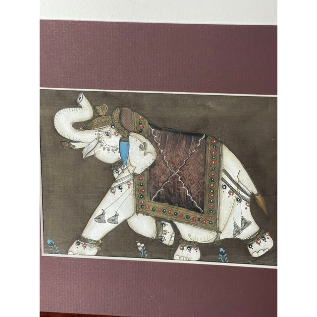 1960s Vintage British Colonial Original Painting on Silk of Elephant For Sale - Image 5 of 5