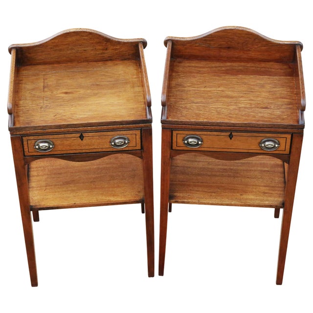 1950s intage Mahogany Georgian Revival Bedside Tables, 1950s, Set of 2 For Sale - Image 5 of 9