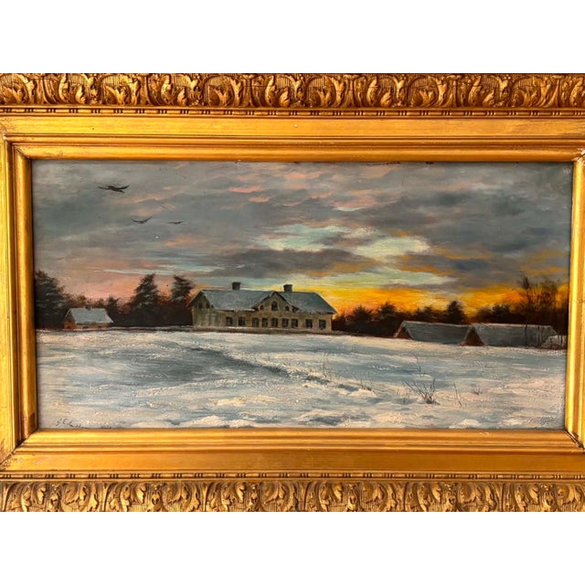 George Edward Lodge, Winter Landscape, 1882, Oil Painting on Wood, Framed For Sale - Image 7 of 12
