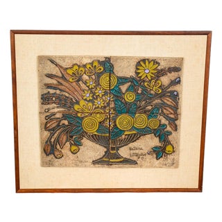 Mid Century Modern Wall Art Ceramic Flowers Studio Plaque Victoria Littlejohn For Sale