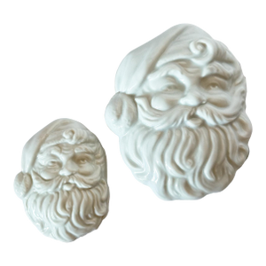 Vintage Porcelain Nesting Santa Boxes, Set of 2