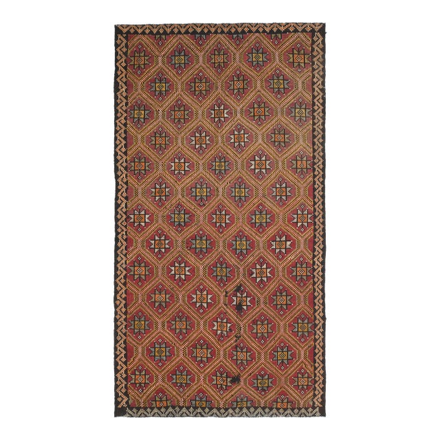 1970s Vintage Turkish Hand-Knotted Wool & Cotton Red Area Rug For Sale