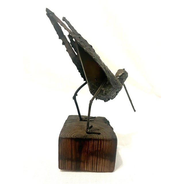 Brutalist William Bowie Attributed Brutalist Bronze Welded Sandpiper Sculpture 1970 For Sale - Image 3 of 6