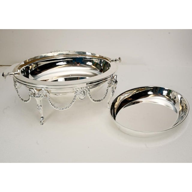 Edwardian Revival Silver-Plated Chafing Entree Dish with Revolving Dome Cover For Sale - Image 11 of 12