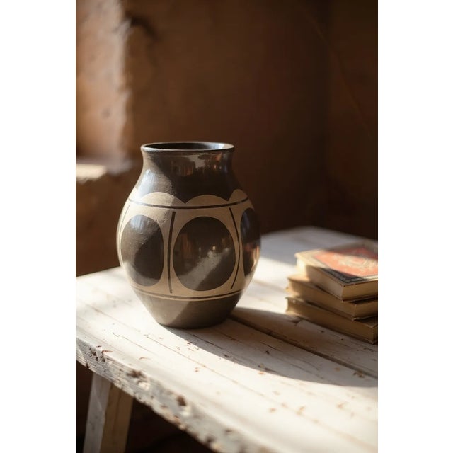 Contemporary D Aguilar Blackware Pueblo Pottery Vase-Southwestern-New Mexico-Native American For Sale - Image 3 of 9