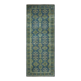 Mogul Hand Knotted Area Rug, Blue - 4' 2" x 10' 9" For Sale