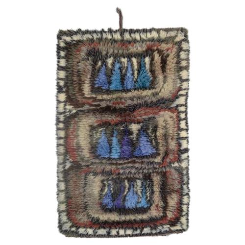 Scandinavian Blue, Purple, Brown and Beige Rya Wall Hanging, 1960s For Sale - Image 6 of 6