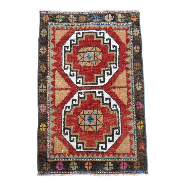 Hand Knotted Door Mat, Entryway Rug, Bath Mat, Kitchen Decor, Small Rug, Turkish Rug - 1′9″ × 2′9″ For Sale