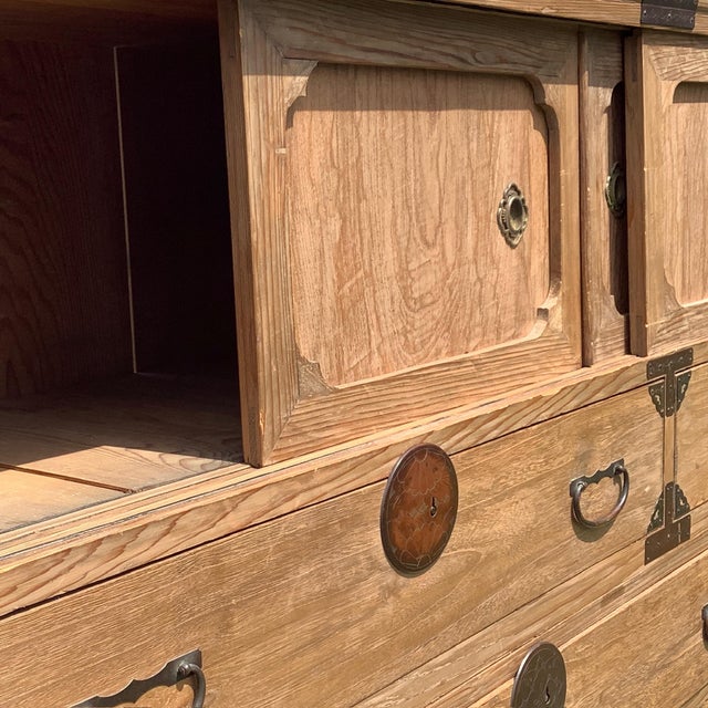 Wood Antique Kiri Wood and Hand Forged Hardware Tansu Chest For Sale - Image 7 of 14