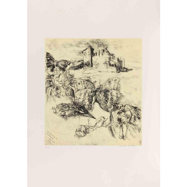 Etching on paper. Hand signed and numbered. Edition of 100. Very good condition. This piece is attributed to the mentioned...