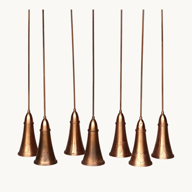 Vintage Brass Pendant Lights, 1960s, Set of 7 For Sale - Image 3 of 8