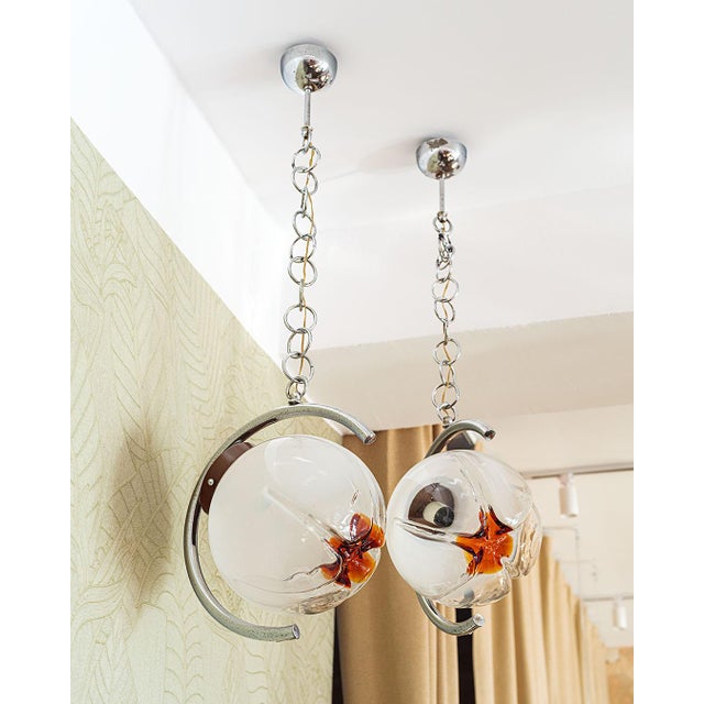 Murano Mazzega Pendant Lamps from Made Murano Glass, 1970s, Set of 2 For Sale - Image 3 of 15