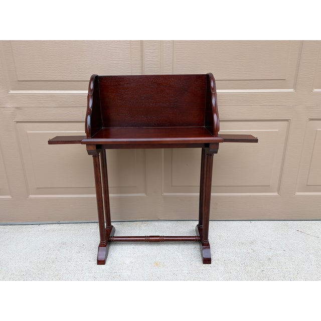 Brown Vintage Federal Mahogany Library Book Stand With Pull-Out Drink Trays For Sale - Image 8 of 15