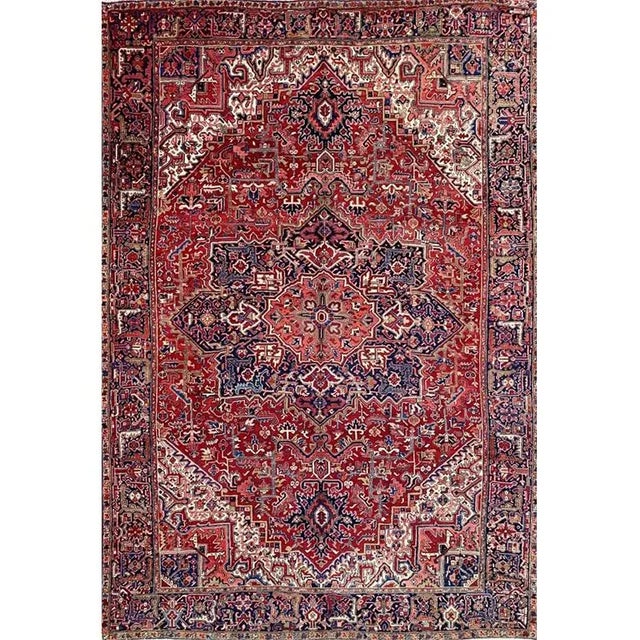 1950s Old Persian Heriz Area Rug 8’3″ X 11’10” For Sale - Image 13 of 13