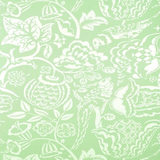 Schumacher Uccello Wallpaper in Aqua For Sale