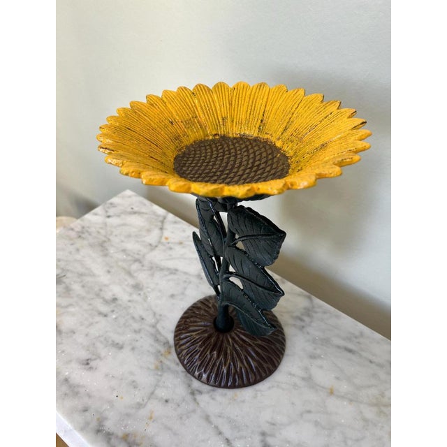 Cast Iron Sunflower Ornamental Garden Bird Bath For Sale - Image 6 of 6