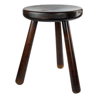 Rustic Tripod Stool in Stained Pine, 1950s For Sale