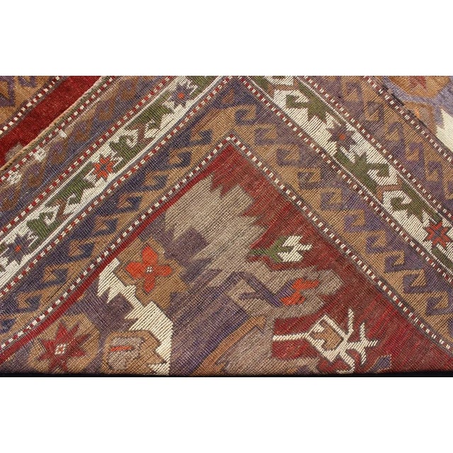 Mid 20th Century Large Turkish Vintage Oushak Rug With Medallions in Red, Taupe, Olive and Gray For Sale In Atlanta - Image 6 of 7