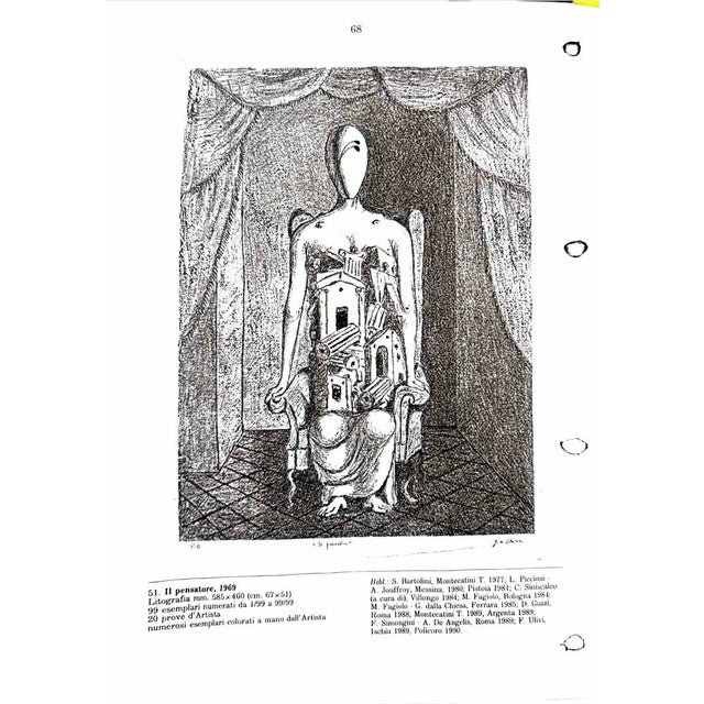 Giorgio De Chirico, Artist's Proof of the Thinker, 1969, Hand-Colored Lithograph This piece has an attribution mark, I am...