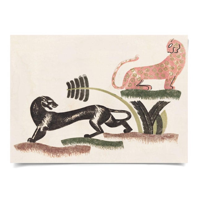 Contemporary Animals Playing 1, Unframed Artwork For Sale - Image 3 of 3