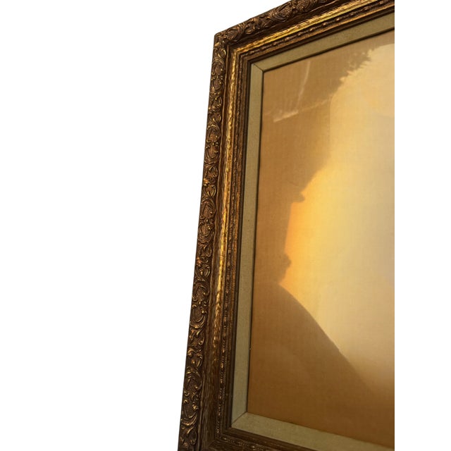Vintage Bronze-Gilt Ornate Frame With Linen Liner & Glass For Sale - Image 10 of 15