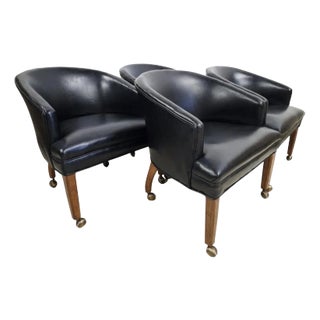 1960’s Mid Century Modern Leather Dining/Game Table Chairs - Set of 4 For Sale