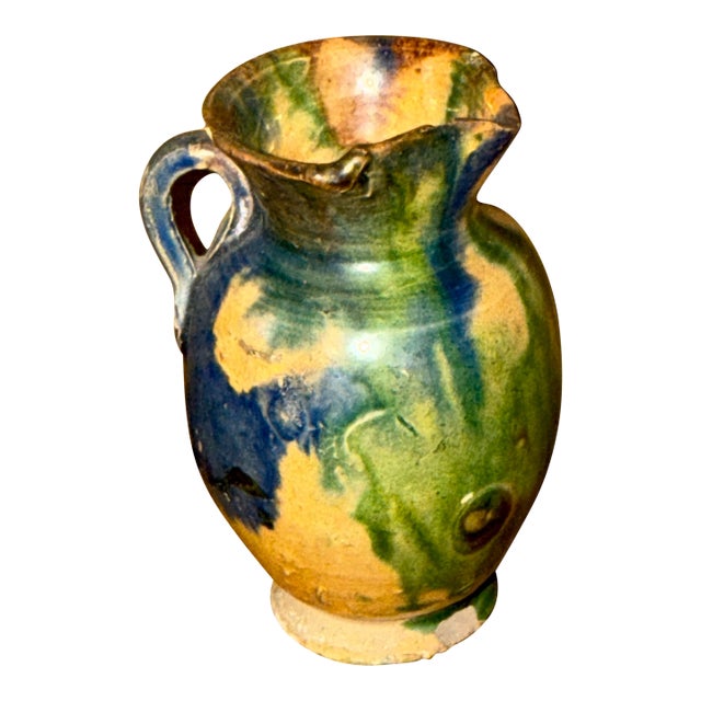 Rare Antique Miniature Strasburg, Va Multi Glazed Redware Pitcher 2.5” C. 1890’s For Sale