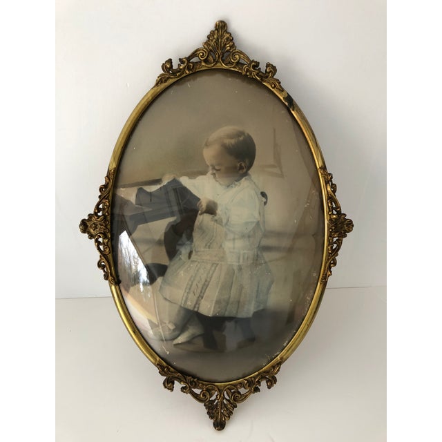 Antique Victorian Solid Brass Oval Frame With Convex Flass Chairish