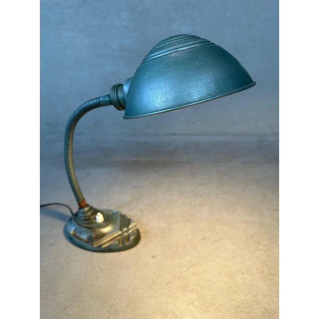 Original vintage art deco lamp from Erpé. Belgian made. Cast iron base. Marked and labeled. High industrial character....