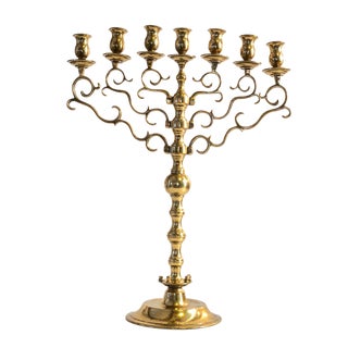 Late 19th Century Brass Candelabra Menorah For Sale