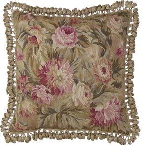Aubusson Handwoven Wool Throw Pillow